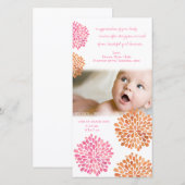 Fleurs roses et orange Nouveau Carte de remercieme (Devant / Derrière)