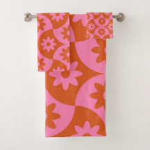 Fleurs roses et orange sur coquille vintage de mil