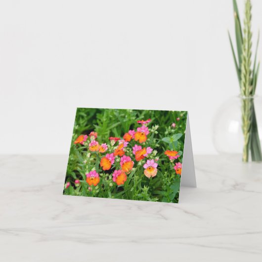 Fleurs roses et oranges de carte pour notes (Devant)