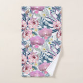 Fleurs roses et orchidée. (Serviette à main)