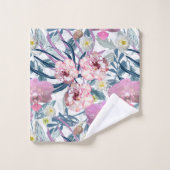 Fleurs roses et orchidée. (Gant de toilette)