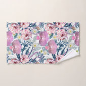 Fleurs roses et orchidée. (Serviette à main)