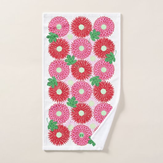 Fleurs roses et rouges de bois vintage (Serviette à main)