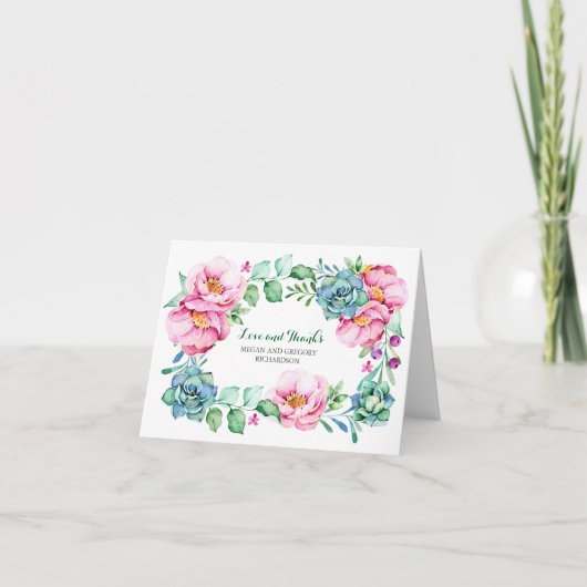 fleurs roses et succulentes élégant merci (Devant)