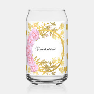 fleurs roses et un cadre rond en or