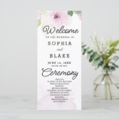 Fleurs roses et verdure Programme de mariage blanc (Debout devant)