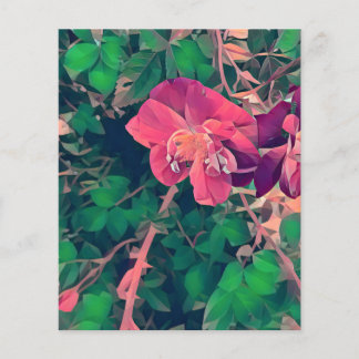 Fleurs roses et vertes façonnant du papier artisan