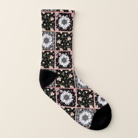 Fleurs roses et vertes Motif en Patchwork (Gauche intérieur)