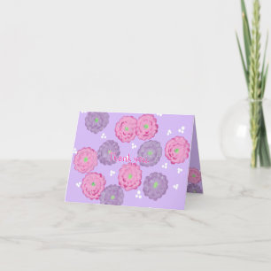 Fleurs roses et violettes Merci Cartes Anniversair