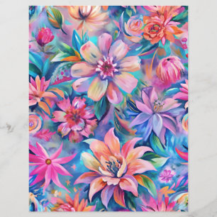 Fleurs roses et violettes motif papier de scrapboo