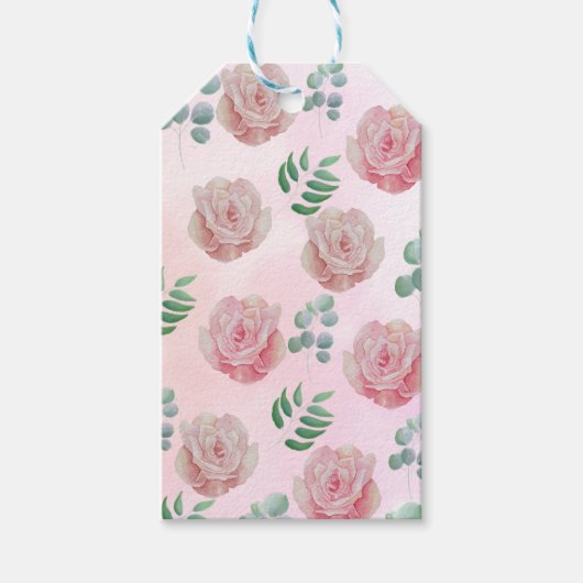 Fleurs roses étiquettes cadeaux (Devant)