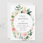 Fleurs Roses | Faire-Part de Mariage (Devant)