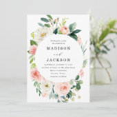 Fleurs Roses | Faire-Part de Mariage (Debout devant)
