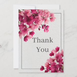 Fleurs roses Faux Cartes de remerciements en papie