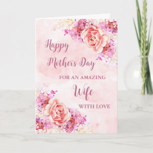 Fleurs roses Femme Bonne Carte de Fête des Mères