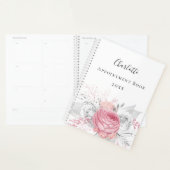 Fleurs roses feuillage argenté nom blanc écriture  (Devant avec enveloppe)
