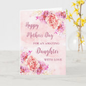 Fleurs roses Fille Bonne carte de fête des mères (Fleur jaune)