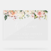 Fleurs roses, Fleurs blanches, Accueil Baby shower (Recto)