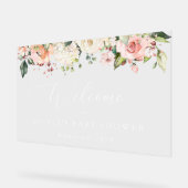 Fleurs roses, Fleurs blanches, Accueil Baby shower (Angle)