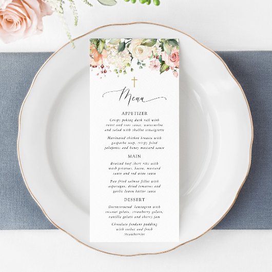 Fleurs roses, Fleurs blanches, Bohème, Menu baptêm