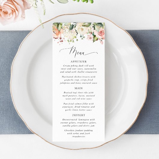 Fleurs roses, Fleurs blanches, Bohème, Menu de mar
