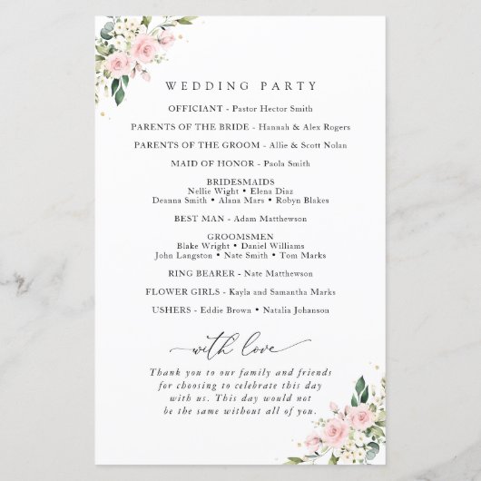 Fleurs roses, Fleurs blanches, Boho, Programme de  (Dos)