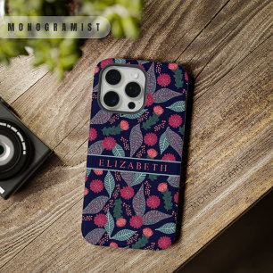 Fleurs roses florales vert bleu foncé personnalisa