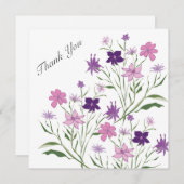 Fleurs roses fumées Merci Invitation (Devant / Derrière)