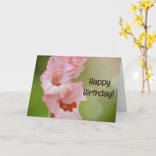 Fleurs roses Gladiolus Garden Carte d'anniversaire (Fleur jaune)