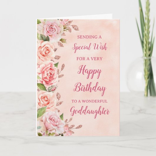 Fleurs roses Godgirl Carte d'anniversaire (Devant)