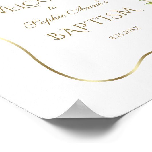 Fleurs roses Gold Frame Affiche de bienvenue Baptê (Coin)