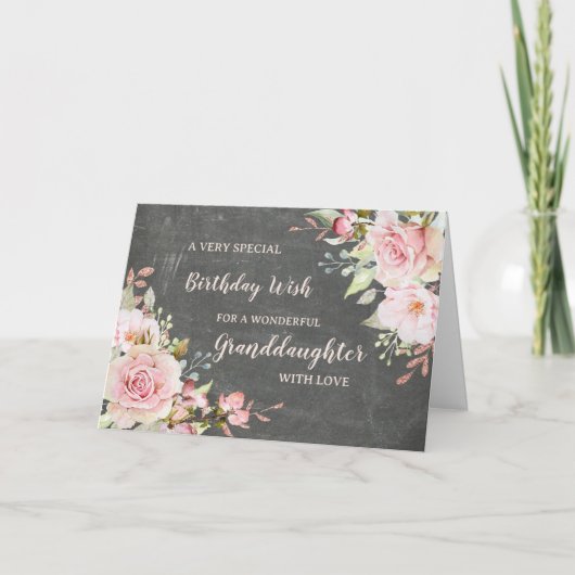 Fleurs roses Grandgirl Carte d'anniversaire (Devant)