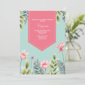 Fleurs roses Invitation de fête d'anniversaire (Debout devant)