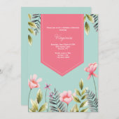 Fleurs roses Invitation de fête d'anniversaire (Devant / Derrière)