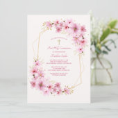 Fleurs roses Invitation religieuse (Debout devant)