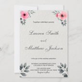 Fleurs roses Invitations de mariage (Devant)