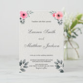 Fleurs roses Invitations de mariage (Debout devant)