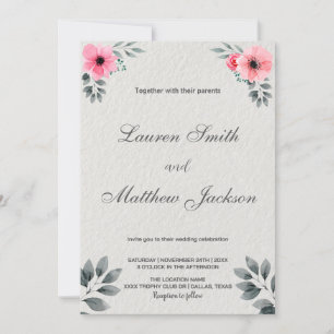 Fleurs roses Invitations de mariage