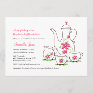 Fleurs roses, Invitations De Thé 5x7