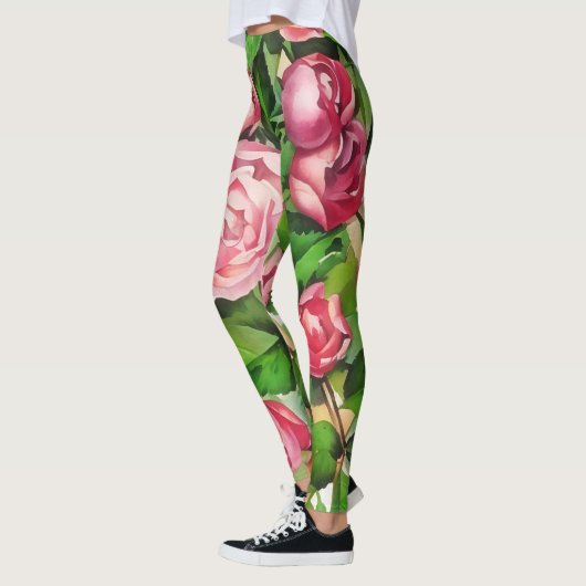 Fleurs roses Leggings Art Style Vintage (Gauche)