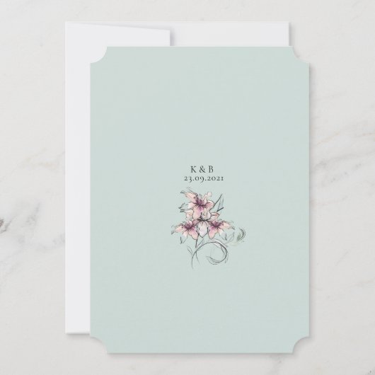 Fleurs Roses Lys Mariage Enregistrer La Carte Date (Dos)