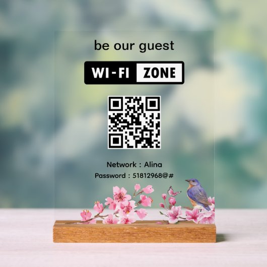 Fleurs roses Mariage invité Wifi (Neutre)
