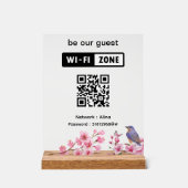Fleurs roses Mariage invité Wifi (Recto)