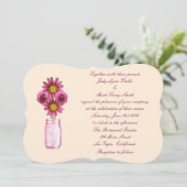 Fleurs roses Mason Jar Faire-part de mariage (Debout devant)