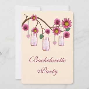 Fleurs roses Mason Jars Invitation du Bachelorette