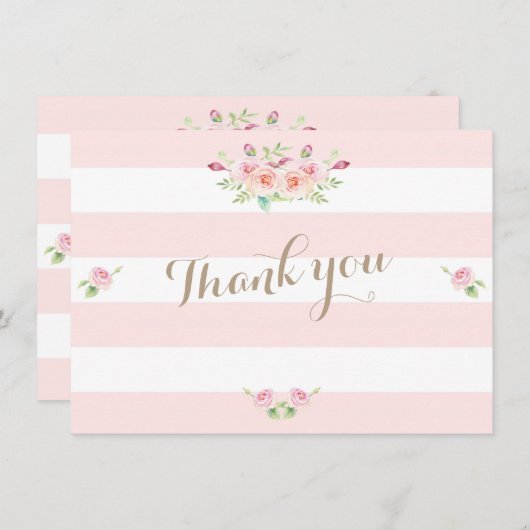 Fleurs roses Merci Mariage (Devant / Derrière)