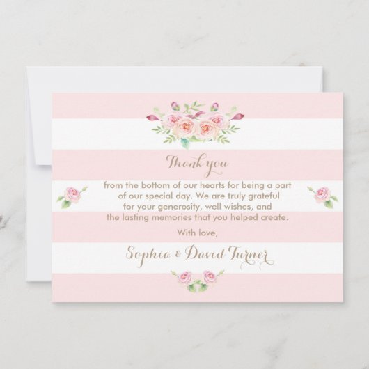 Fleurs roses Merci Mariage (Dos)