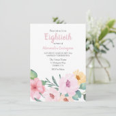 Fleurs roses mignonnes 80e anniversaire Invitation (Debout devant)