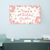 Fleurs roses mignonnes Bannière de fête d'annivers (Salon professionnel)