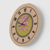 Fleurs roses modernes Grande horloge (Angle)